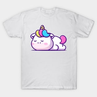 Cute unicorn sleeping cartoon illustration T-Shirt